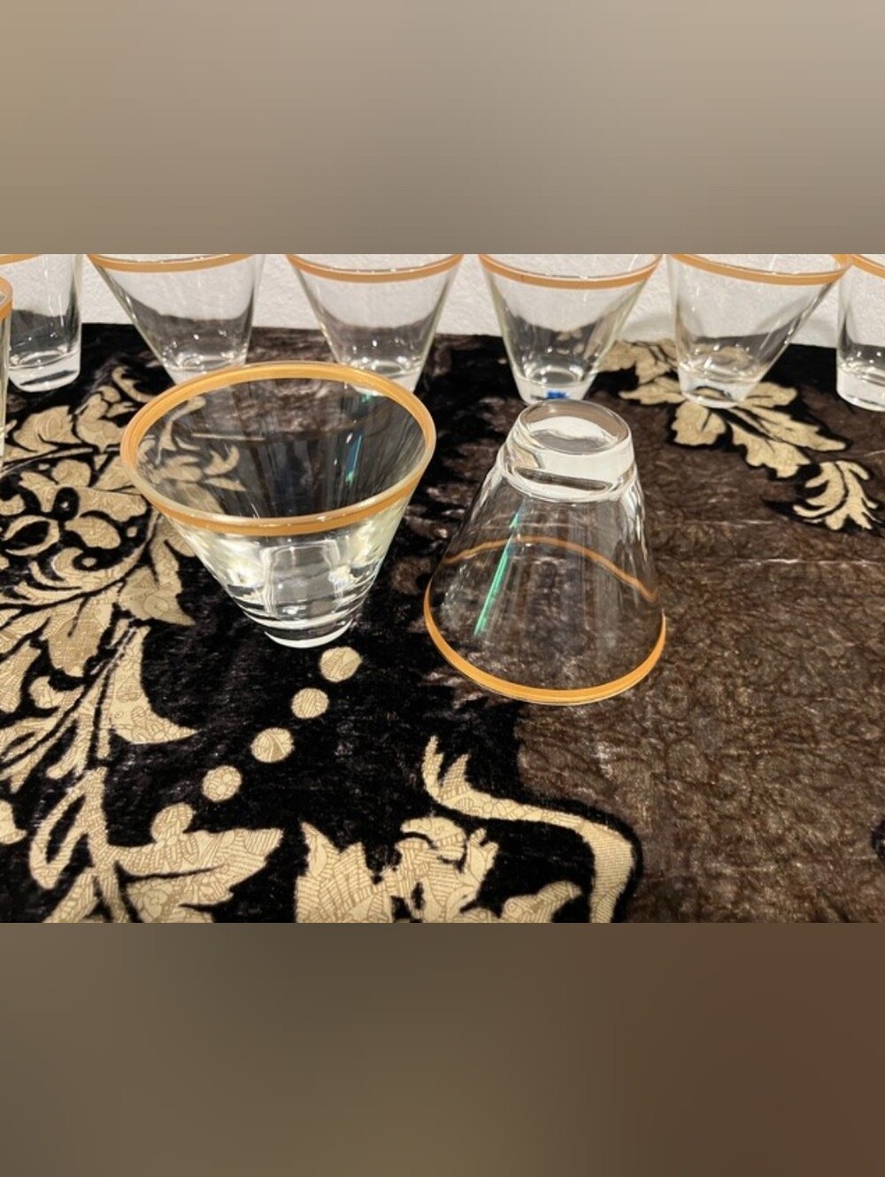 MCM Gold Rim Vodka/Cocktail Glasses Set Of 2 - Picture 2 of 13